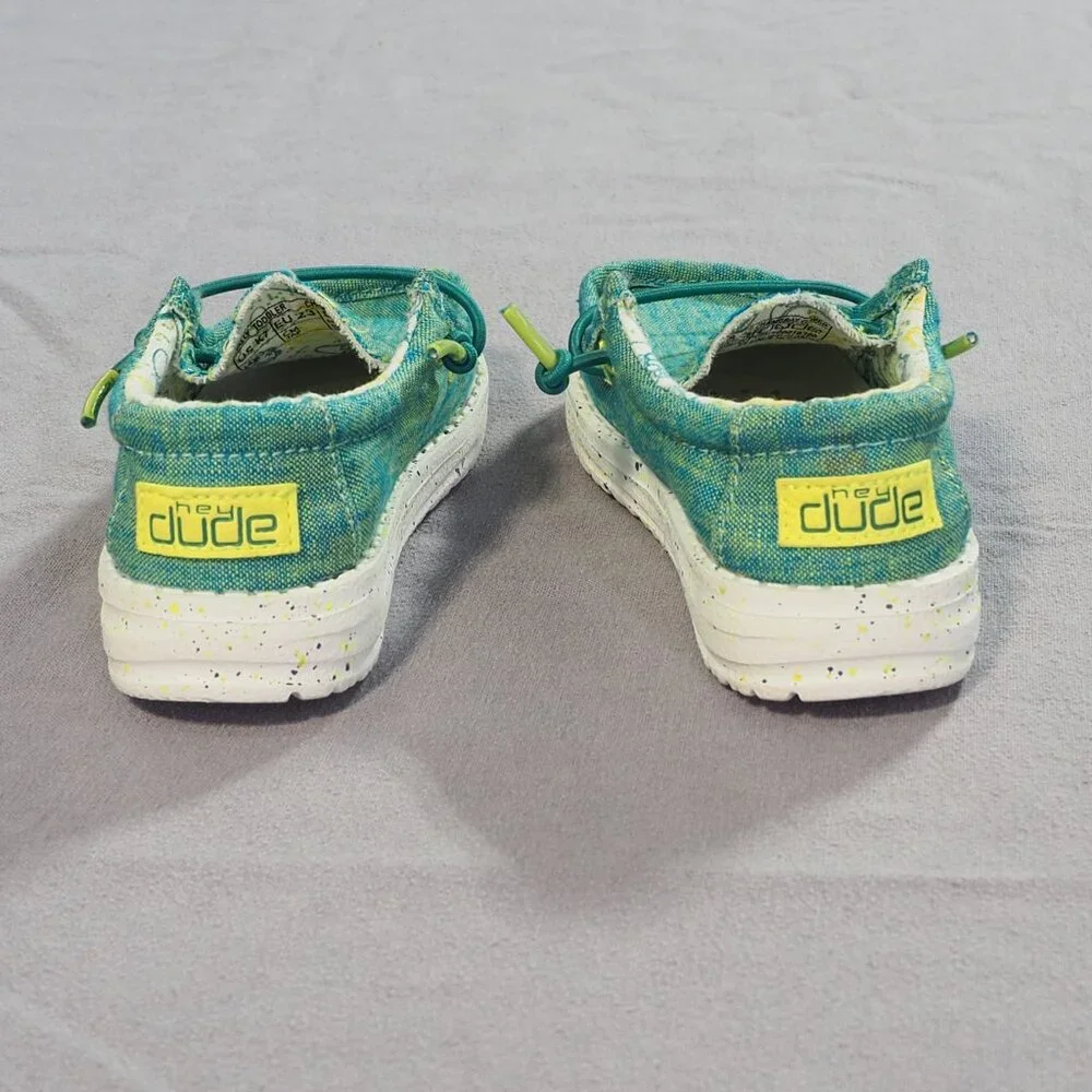 Hey Dude Wally Toddler Shoes Kids 7 Chambray Gamer Green Slip On Youth Boy Girl
